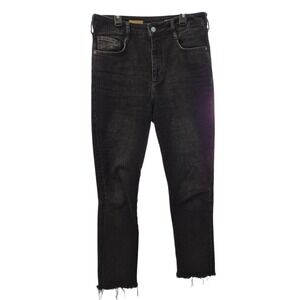 Anthropologie Pilcro Jeans Womens 29 The Cigarette Black Slim Straight‎ Raw Hem